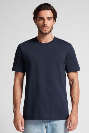 Men Intimissimi Cotton Jersey T-Shirt Black | 1692573-AK