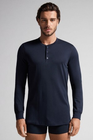 Men Intimissimi Cottons Long Sleeve Black | 0825316-YB