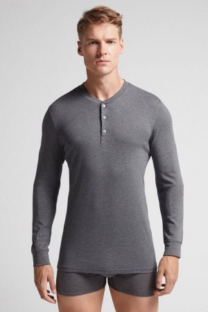 Men Intimissimi Cottons Long Sleeve Deep Grey | 4532761-DF