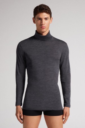 Men Intimissimi High-Neck Merino-Wool Long Sleeve Grey | 0619284-PZ