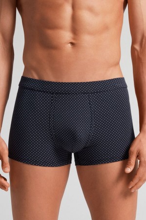 Men Intimissimi Micro Dot Natural Fresh Supima® Cotton Boxer Black | 3791420-NQ