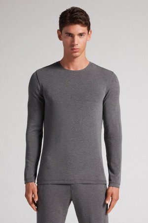 Men Intimissimi Modal-Cashmere Long Sleeve Deep Grey | 6804231-KR