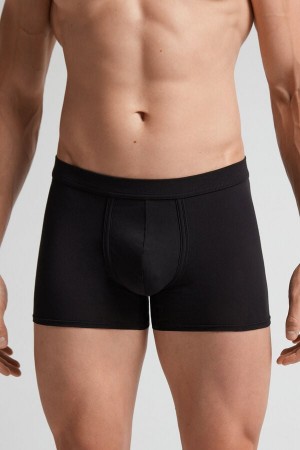 Men Intimissimi Natural Fresh Cotton Boxer Black | 7904586-YW