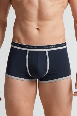 Men Intimissimi Natural Fresh Cotton Boxer Blue / Light Grey | 7458321-CK