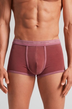 Men Intimissimi Natural Fresh Cotton Boxer Burgundy | 1645283-KQ