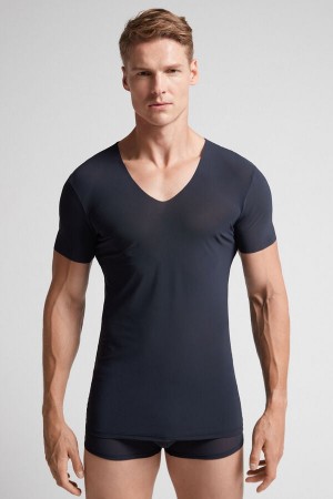 Men Intimissimi Seamless Micromesh T-Shirt Black | 5968307-UK