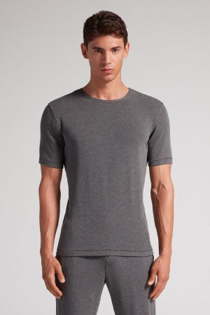 Men Intimissimi Short-Sleeve Modal-Cashmere T-Shirt Deep Grey | 7915086-AX