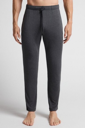 Men Intimissimi Silk And Modal Trousers Dark Grey | 8753201-WL