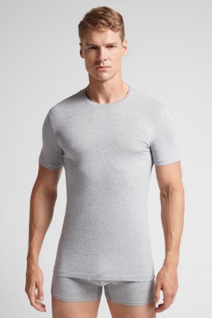 Men Intimissimi Stretch Superior Cotton T-Shirt Light Grey | 3701956-QD