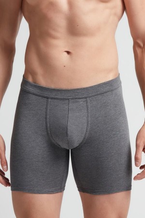 Men Intimissimi Superior Cotton Long Boxer Deep Grey | 3905421-ZM