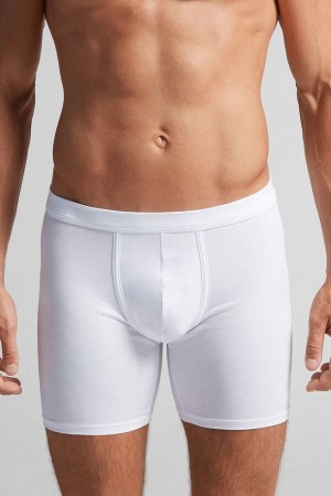 Men Intimissimi Superior Cotton Long Boxer White | 1375086-JV