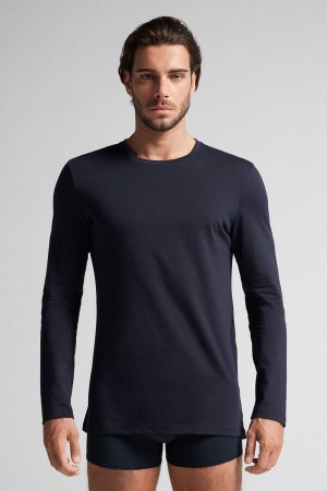 Men Intimissimi Superior Cotton Long Sleeve Black | 4560923-SW