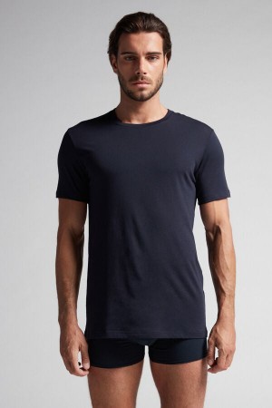 Men Intimissimi Superior Cotton T-Shirt Black | 3258769-FQ