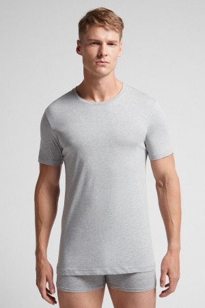 Men Intimissimi Superior Cotton T-Shirt Light Grey | 5976182-SK