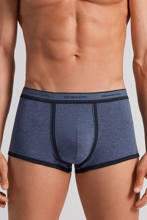 Men Intimissimi Superior Cotton With Logo Boxer Blue / Blue | 2845071-HI