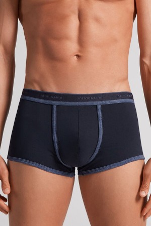 Men Intimissimi Superior Cotton With Logo Boxer Blue / Blue | 3769012-LW