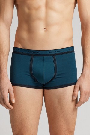 Men Intimissimi Superior Cotton With Logo Boxer Green | 4160378-BV