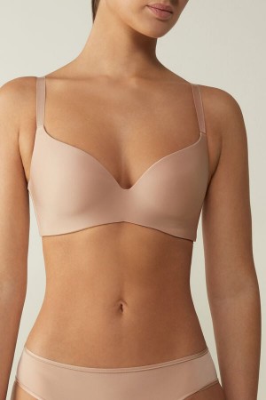 Women Intimissimi Adele Wireless Boost Triangle Ultralight Microfiber Bra Orange Beige | 4760918-JQ