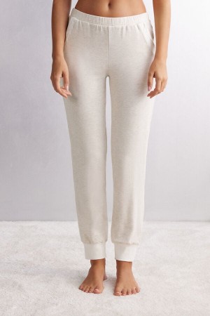 Women Intimissimi Baby It’s Cold Outside Modal And Wool Jogger Pants White | 9051762-GX