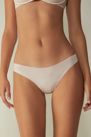 Women Intimissimi Brazilian Seamless Ultra Light Microfiber Briefs Cream Pink | 5679243-CB