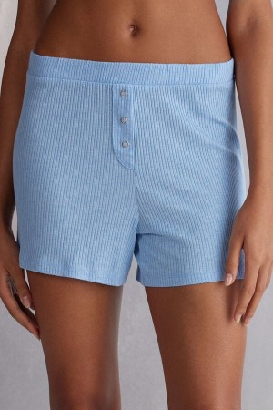 Women Intimissimi Chic Comfort Modal Shorts Blue | 6078132-KI