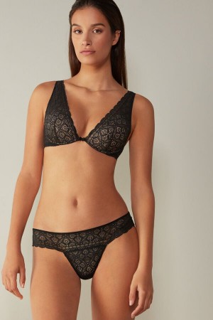 Women Intimissimi Elena Balconette Lace Bra Black | 0913624-LK