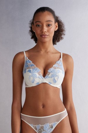 Women Intimissimi Eternal Flowers Giorgia Balconette Bra Blue | 0564279-YI