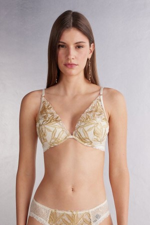 Women Intimissimi Golden Hour Elena Balconette Bra Light Yellow White | 2974561-ZY