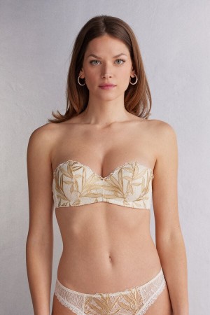 Women Intimissimi Golden Hour Gioia Bandeau Bra Light Yellow White | 1654392-ZT