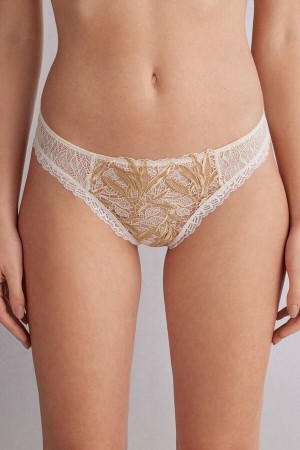 Women Intimissimi Golden Hourzilian Briefs Light Yellow White | 2678439-ZC