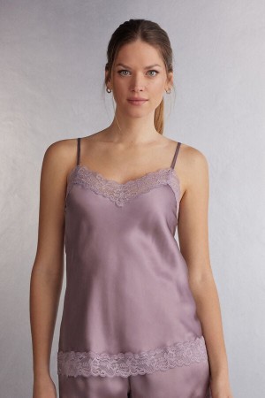 Women Intimissimi Lace And Silk Tank Top Pink | 8309421-NW