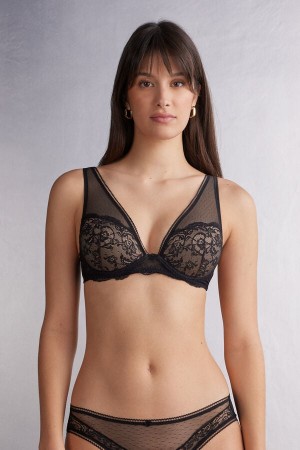 Women Intimissimi Lace Never Gets Old Elena Balconette Bra Black | 8079146-ZD