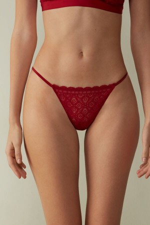 Women Intimissimi Lace String Thong Red | 0542169-QE