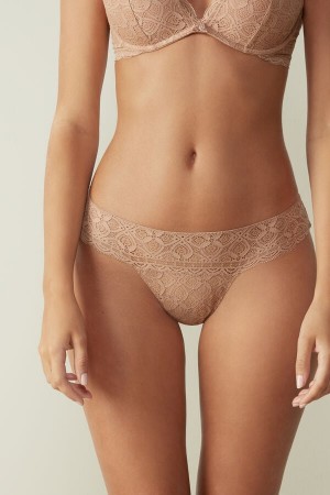 Women Intimissimi Lacezilian Briefs Orange Beige | 5107329-ZI