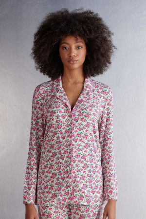 Women Intimissimi Life Is A Flower Button Up Modal Pajamas Multicolor | 0784926-CE