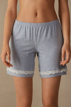 Women Intimissimi Modal With Lace Details Shorts Light Blue | 9137620-XV