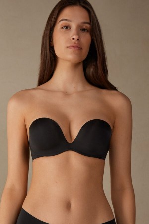 Women Intimissimi Monica Bandeau Ultralight Microfiber Bra Black | 5824719-HC