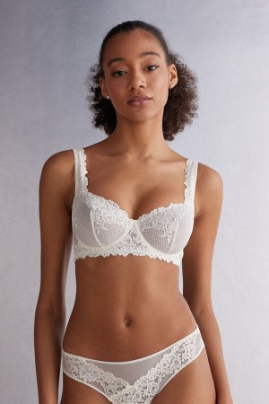 Women Intimissimi Pretty Flowers Daniela Balconette Bra White | 7580912-LY