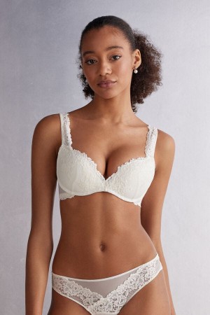 Women Intimissimi Pretty Flowers Gioia Super Push-Up Bra White | 1354679-KR