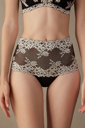 Women Intimissimi Pretty Flowers Hipsterzilian Briefs Black / White | 5428097-EW