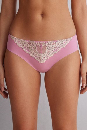 Women Intimissimi Pretty Flowers Seamless Cotton Panties Pink / White | 5037916-DZ