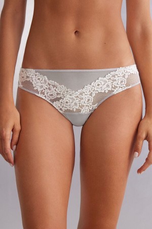 Women Intimissimi Pretty Flowerszilian Briefs Grey | 5782406-NU