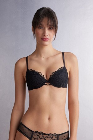 Women Intimissimi Queen Of Hearts Bellissima Push-Up Bra Black | 7645213-ZI