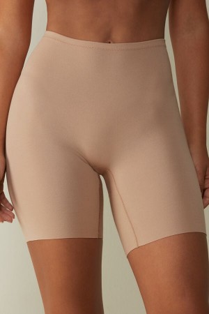 Women Intimissimi Raw Edge Seamless Cotton Shorts Orange Beige | 5301942-BO