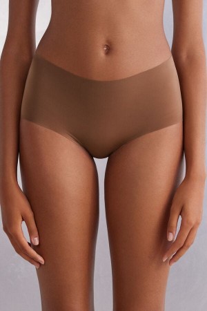 Women Intimissimi Seamless Microfiber Hipster Briefs Dark Beige | 2015647-XT