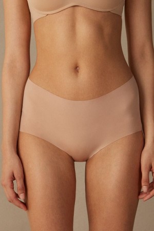 Women Intimissimi Seamless Microfiber Hipster Briefs Orange Beige | 1057632-PB