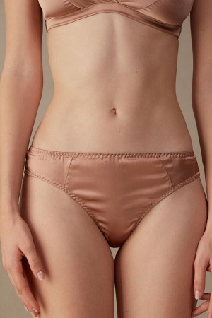 Women Intimissimi Silk Cheeky Briefs Pink | 1325987-NP