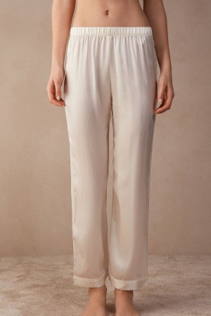 Women Intimissimi Silk Satin Pants White | 9873250-DR