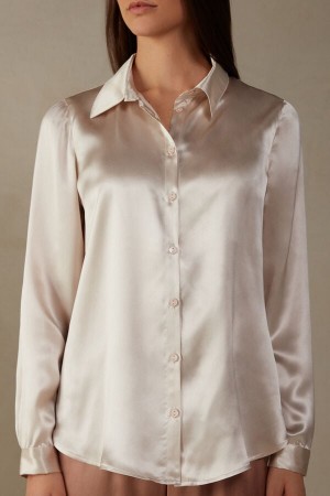 Women Intimissimi Silk Shirt Cream Pink | 0387245-CW