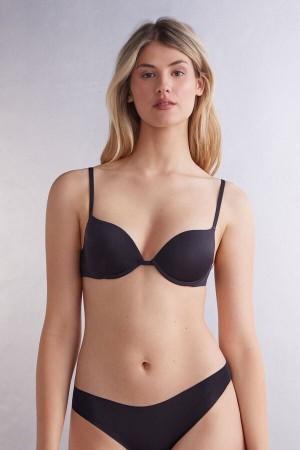 Women Intimissimi Simona Super Push-Up Ultralight Microfiber Bra Black | 4835627-HE